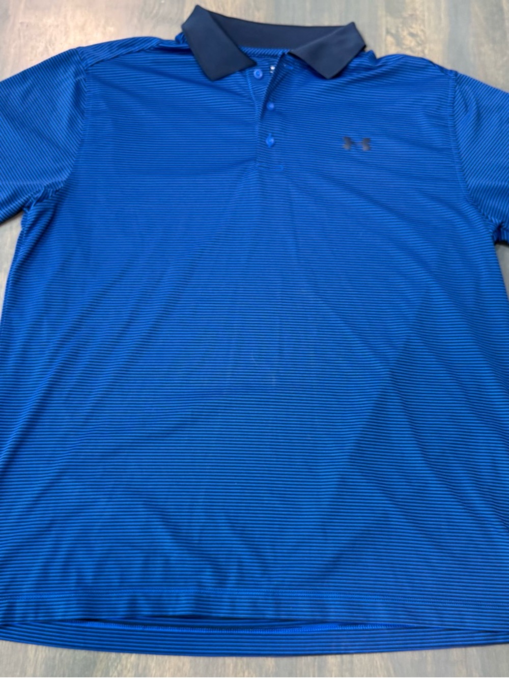 Under Armour Men’s Royal Blue Micro-Striped Polo with Navy Collar -Size XL